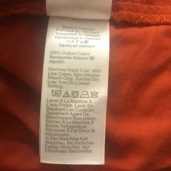 J. Crew burnt orange corduroy button down waist tie ruffle neck dress, size 18 - Picture 10 of 11